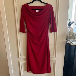 Gorgeous stretch jersey midi red dress (10)